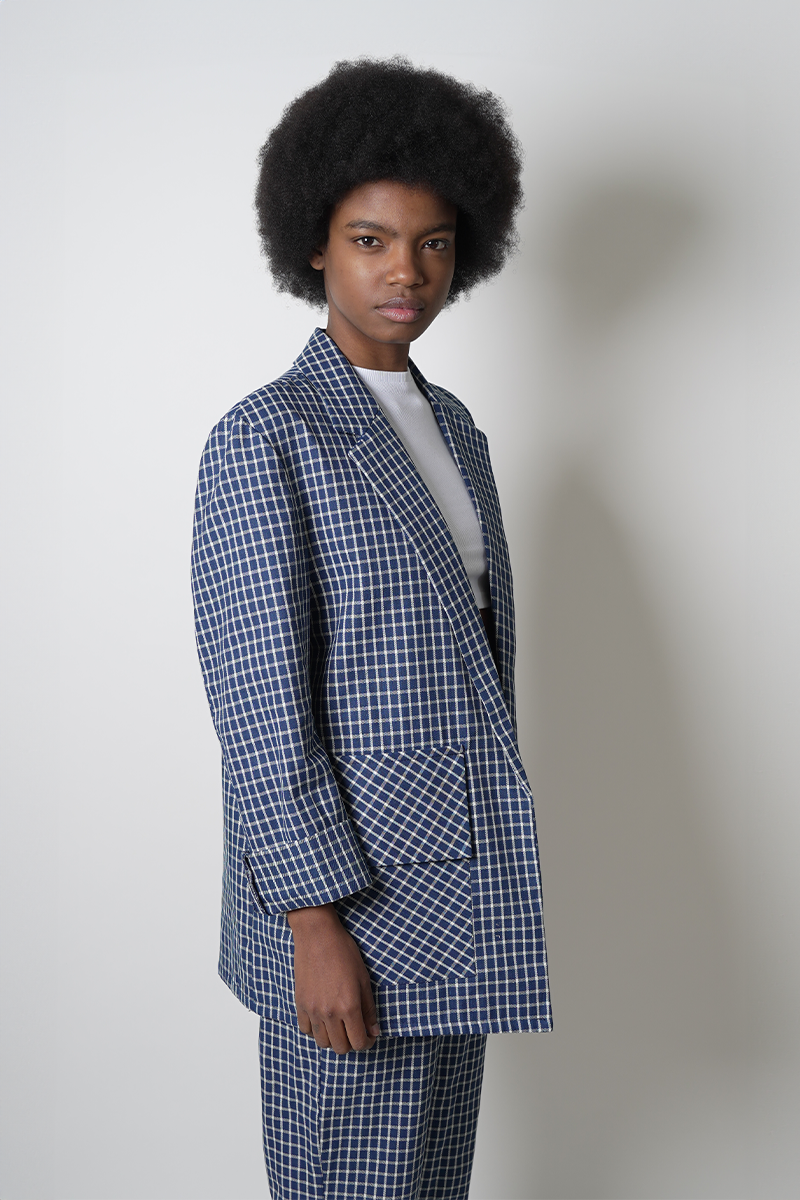 Blazer a cuadro detalle bolsillos